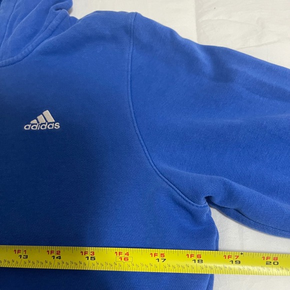 Adidas Womens Blue Full Zip Hoodie Sweatshirt Logo‎ Pocket Athleisure Size S - Picture 6 of 8